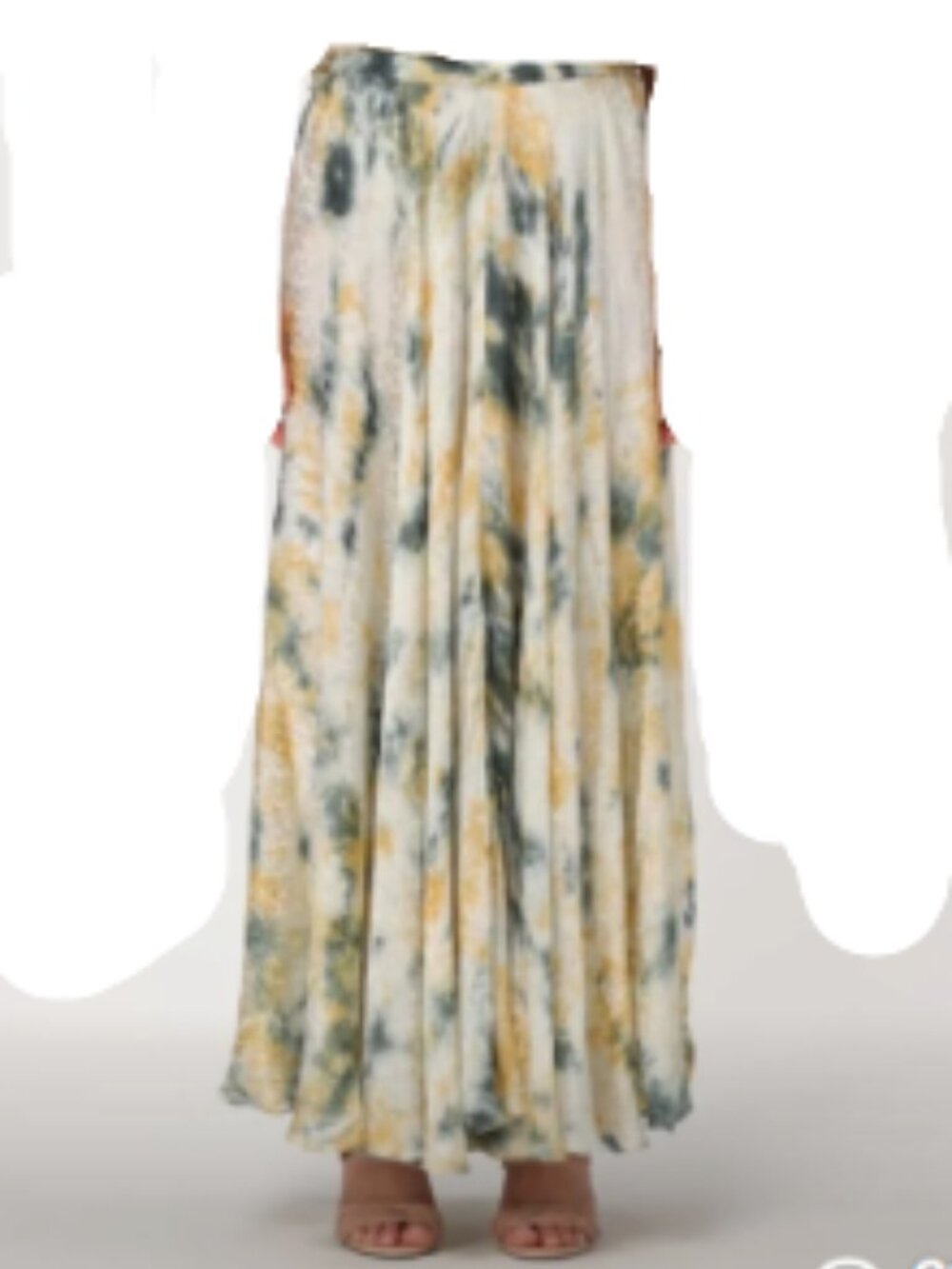 LIKE NEW CONDITION Maxi Blue Yellow white skirt with jacquard fabric SIZE 40